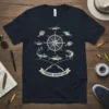 Fishing Expedition T-Shirt with compass and various fish illustrations, perfect for anglers and outdoor enthusiasts