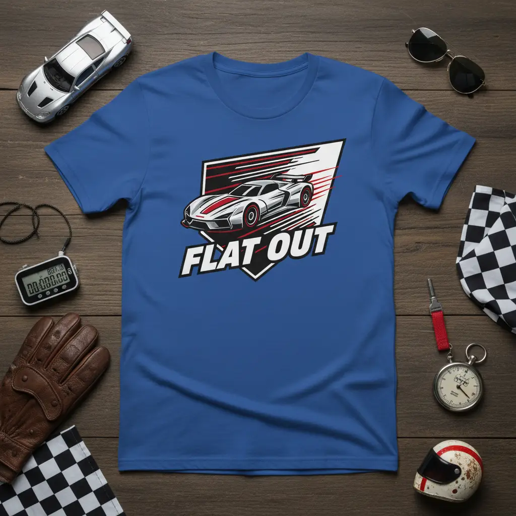 Flat Out Racing Car T-Shirt Speed Fan Gift