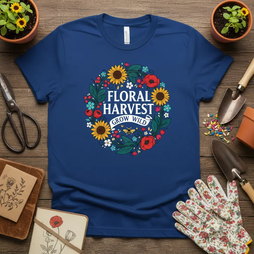 Floral Harvest Grow Wild T-Shirt Garden Lover Gift