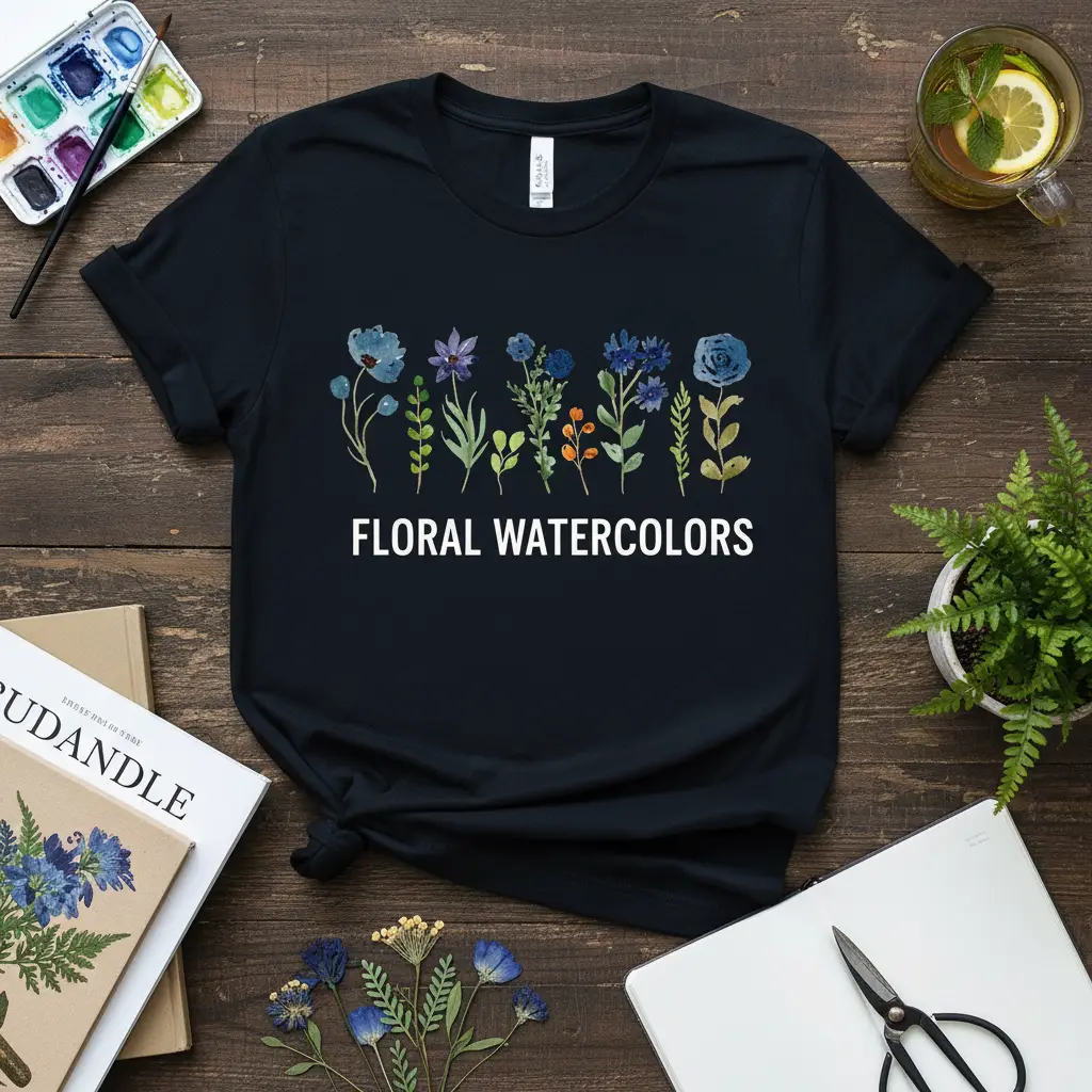 Floral Watercolors T-Shirt Artistic Botanical Flower Design
