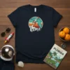 Florida Home rocket ship design with retro sunset and state outline, on a navy t-shirt