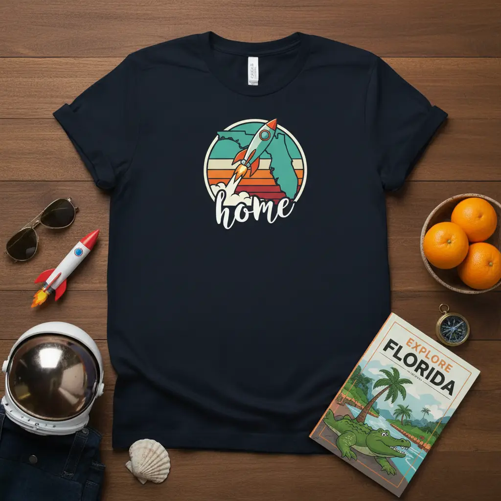 Florida Home Rocket Ship Retro Sunset T-Shirt