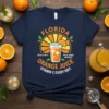 Florida Orange Juice Vitamin C Every Day t-shirt design with fresh fruit and glass of juice graphic
