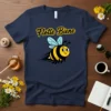 Flotte Biene text above a cartoon bee flying with speed lines, on a navy blue t-shirt