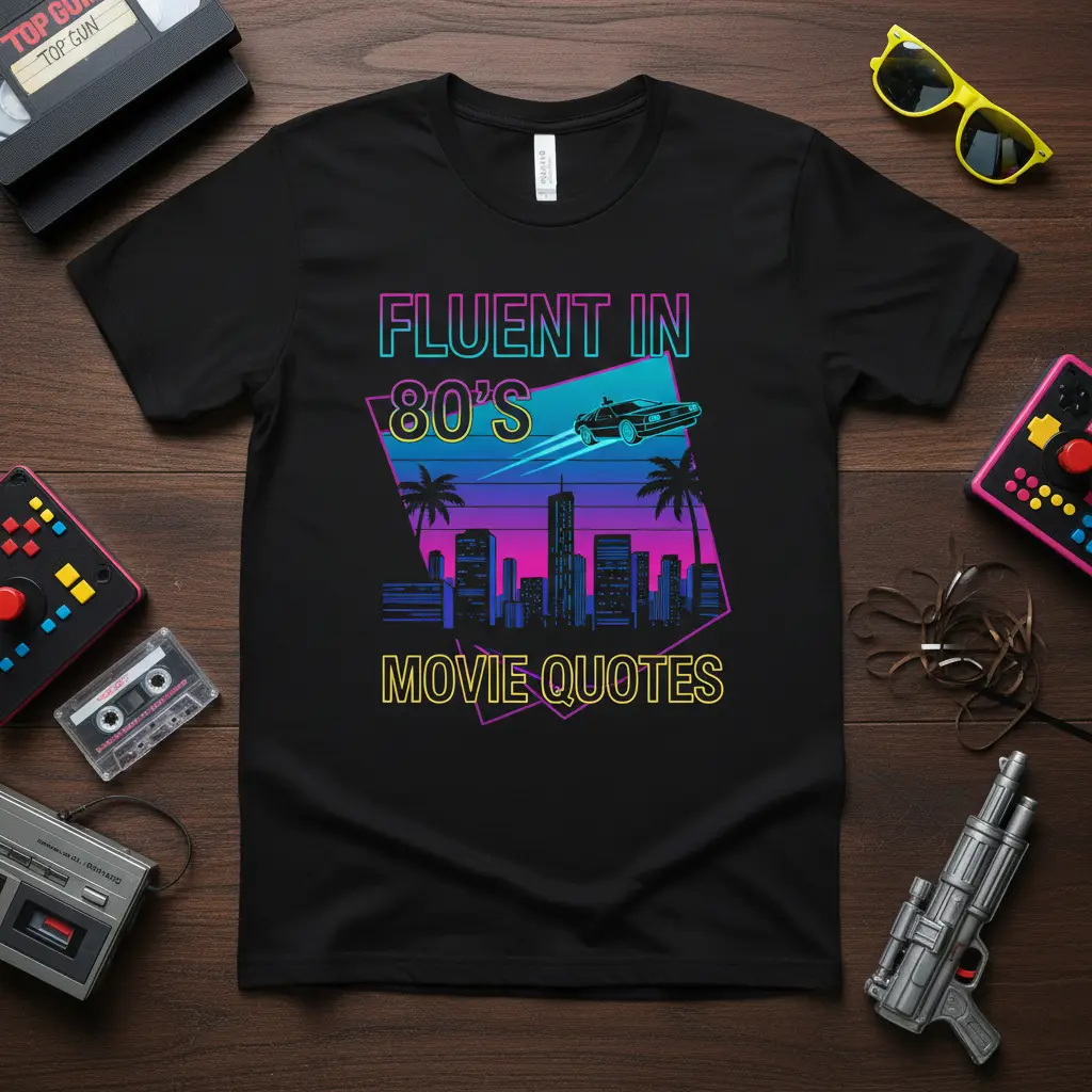 Fluent in 80’s Movie Quotes T-Shirt Retro 80s Film Fan Gift