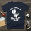 Flush The Turd On November 3 Third t-shirt with a cartoon toilet graphic and bold text