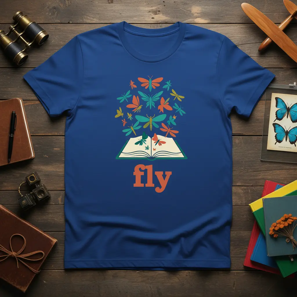 Fly Bookworm T-Shirt Adventure Apparel for Readers