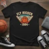 Fly Higher 1984 basketball t-shirt with vintage design, featuring wings and the year 1984