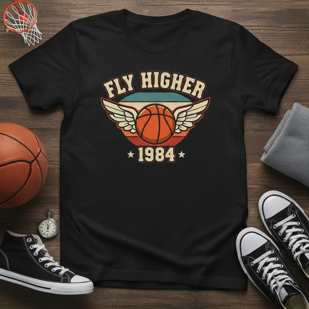 Fly Higher 1984 Basketball T-Shirt Retro Vintage Gift