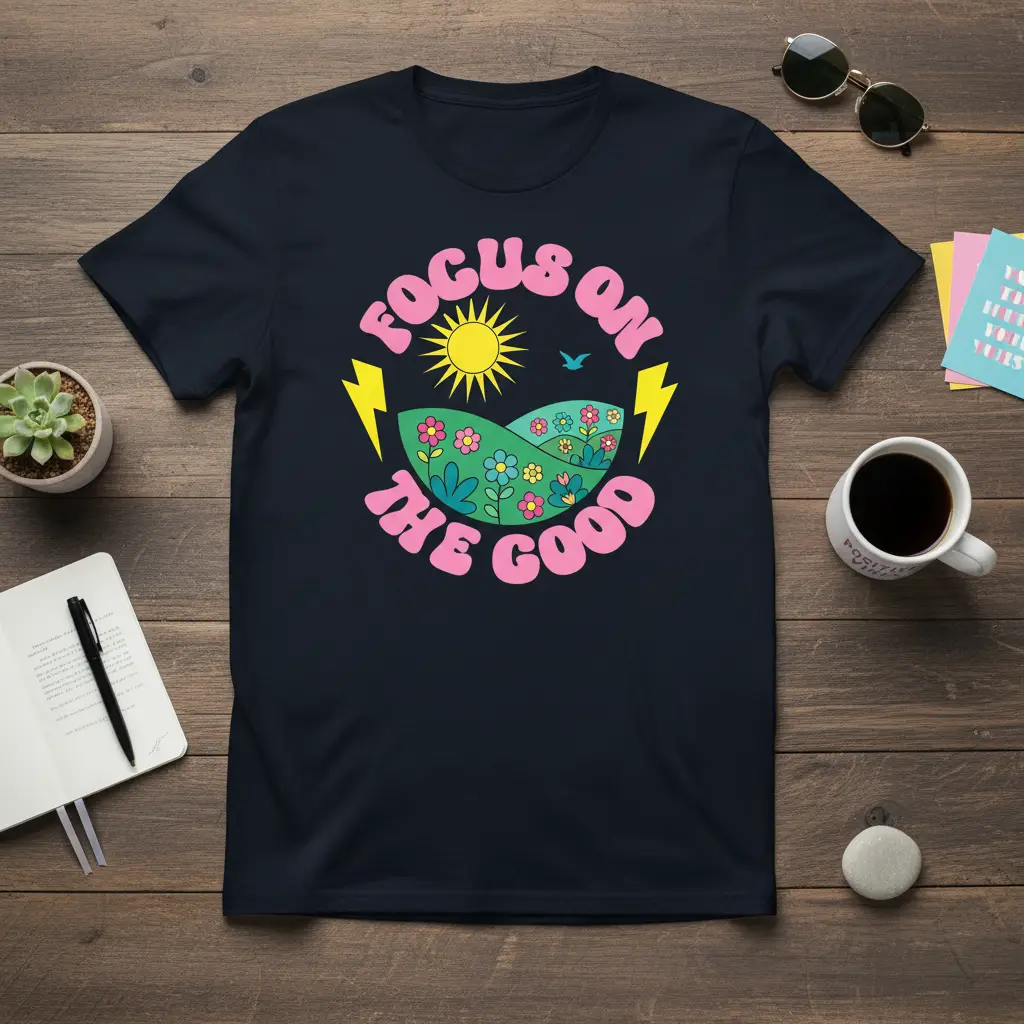 Focus on the Good Retro Graphic T-Shirt Positive Vibes Gift