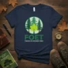 Navy t-shirt featuring the FOET Friends of Edmonds Trees logo with trees and a maple leaf