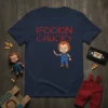 Fookin Chucky T-Shirt design with red text and cartoon Chucky doll holding a knife