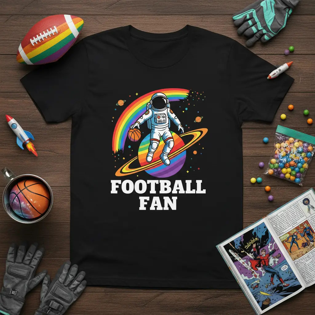Football Fan Astronaut T-Shirt Space Lover Gift Idea