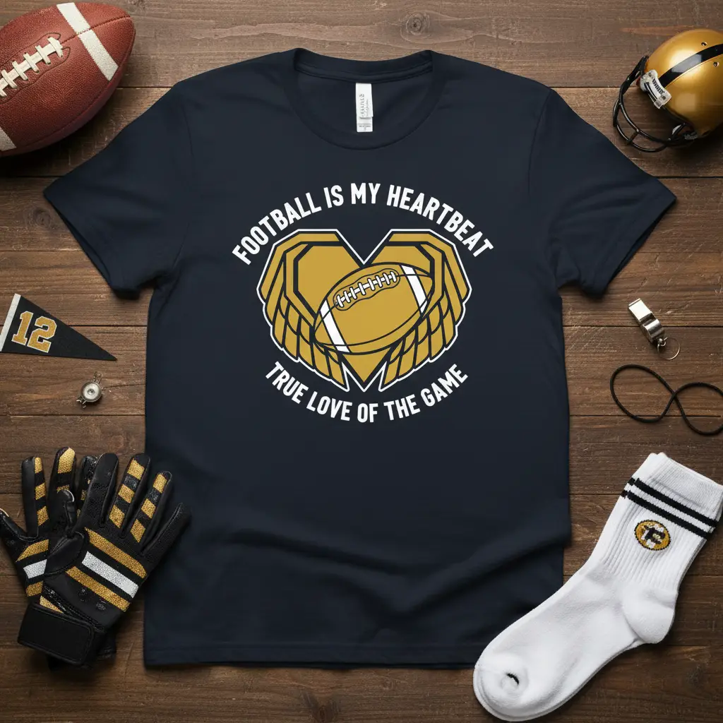 Football Is My Heartbeat True Love of the Game T-Shirt