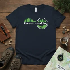 forest > valley detailed graphic design printed on comfortable cotton t-shirt