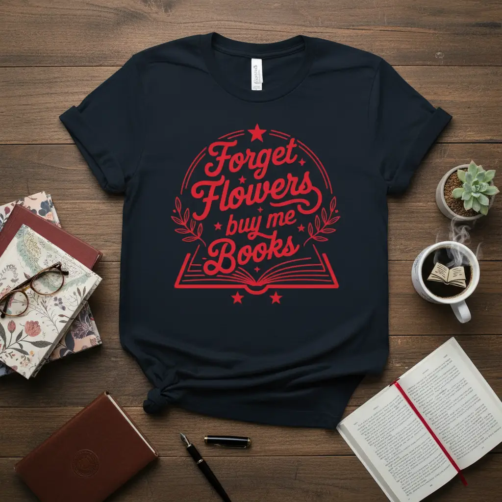 Forget Flowers Buy Me Books T-Shirt Gift for Readers
