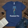 Fountain Pen T-Shirt design with a blue pen spraying ink, featuring the text "Fountain Pen"