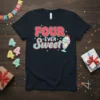 Four Ever Sweet 4th birthday ice cream t-shirt design with retro lettering and colorful sundae graphic