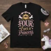 FOUR Ever a Princess 4th birthday girl t-shirt with carriage, unicorns, and pink hearts design