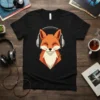 Fox Wearing Headphones bold graphic design printed on comfortable cotton t-shirt