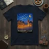 Frankfurt am Main Germany cityscape t-shirt design with starry night sky and iconic buildings