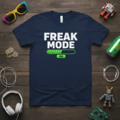 Freak Mode On t-shirt with a green loading bar graphic and white text