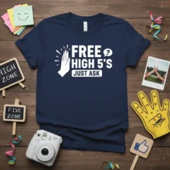 FREE HIGH 5'S JUST ASK unique graphic design printed on comfortable cotton t-shirt