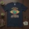 T-shirt with "Free Hugs Just Kidding Don't Touch Me" text and a retro cactus graphic
