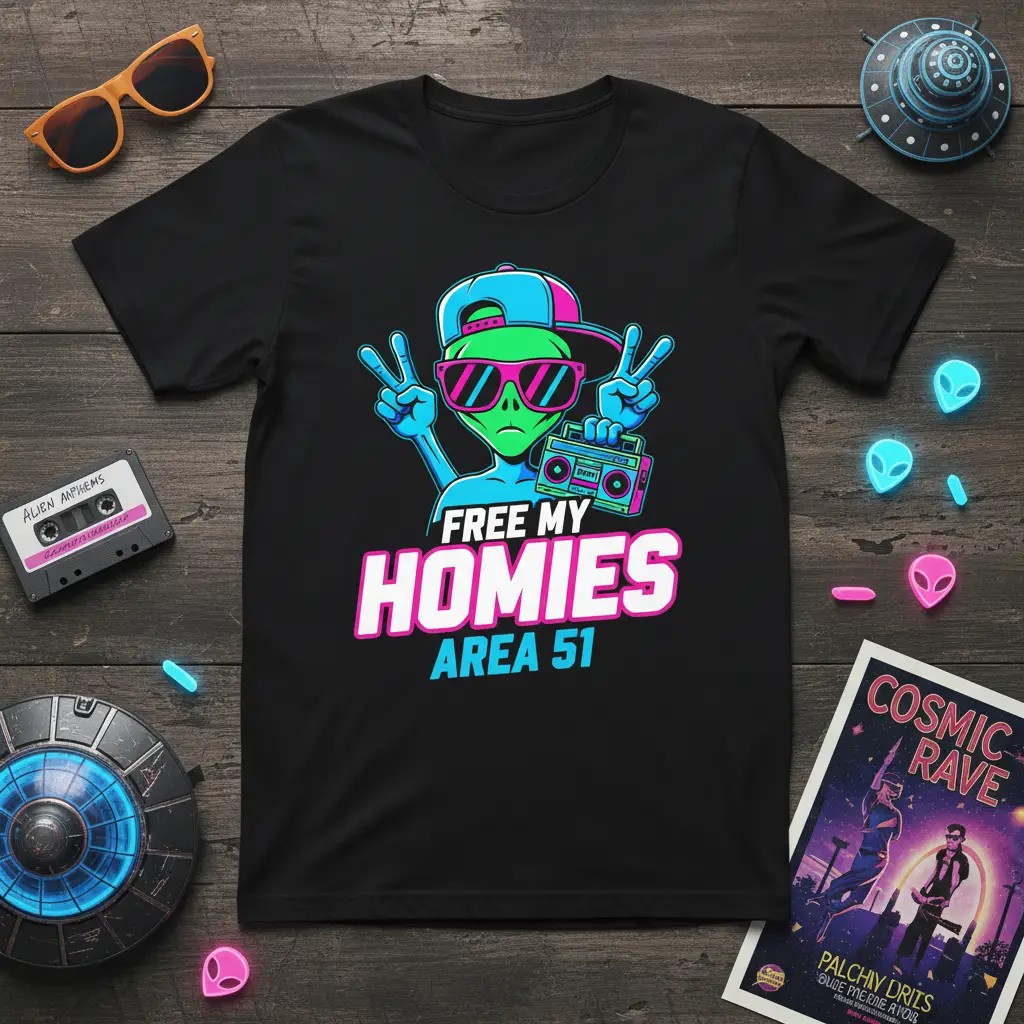 Free My Homies Area 51 Alien T-Shirt Conspiracy Ufo Gift