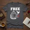 Free Wendy G8 t-shirt design showing a bird escaping a cage with "Free Wendy" text