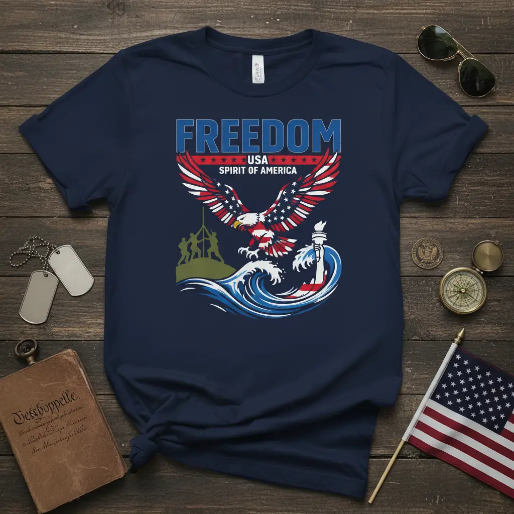 Freedom Usa Spirit of America Eagle T-Shirt Patriotic Gift