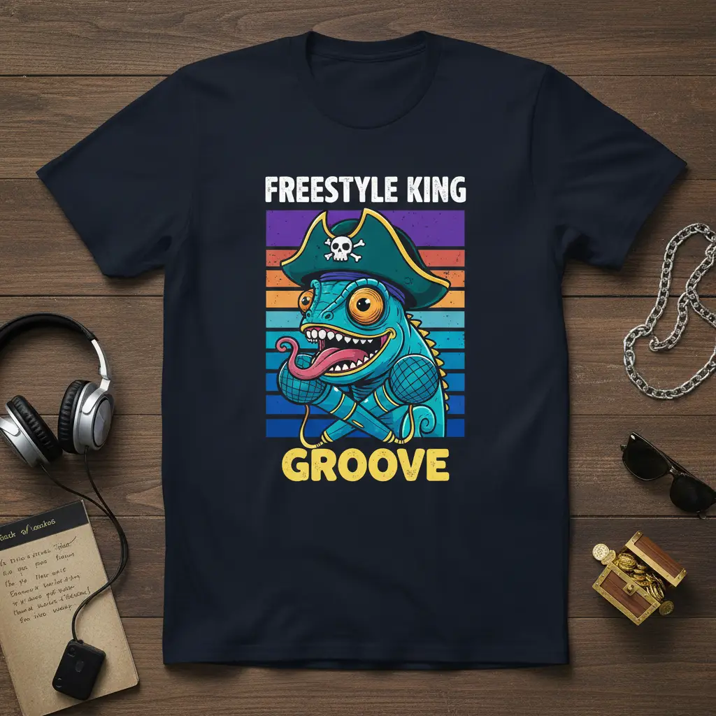 Freestyle King Groove Chameleon Pirate T-Shirt Music Gift