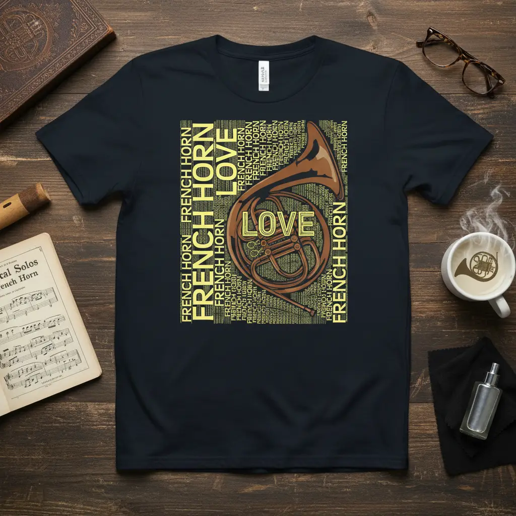 French Horn Love T-Shirt for Musicians and Music Lovers