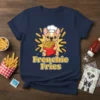 Frenchie Fries T-Shirt design featuring a cute French Bulldog wearing a chef hat and holding french fries