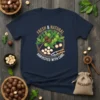 FRESH & NATURAL HARVESTED WITH CARE macadamia nut t-shirt with illustration of macadamia branches, nuts, and a cracker