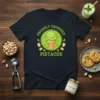 Freshly Churned Pistache ice cream cone design with pistachios on a dark t-shirt, featuring green text
