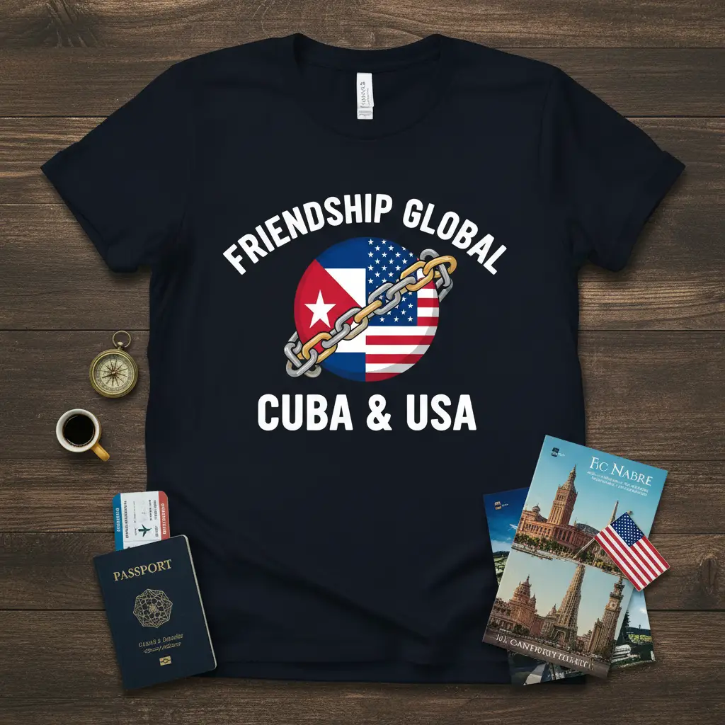 Friendship Global Cuba & Usa T-Shirt Patriotic Unity Gift