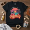 Florida t-shirt design with "From Sunrise to Sunset Florida" text and a tropical beach scene featuring a lighthouse, palm trees