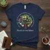 Fruits of the Spirit t-shirt design with a tree showing fruits of love, joy, peace, patience, kindness, goodness, faithfulness, gentleness