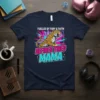 Fuelled by Fury & Faith Defired Tired Mama t-shirt with a roaring jaguar graphic and vibrant retro design