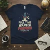 Navy t-shirt with white and red text "FULL TIME WANTED PARTNER ACCEPTING CVS" and a rocket graphic above