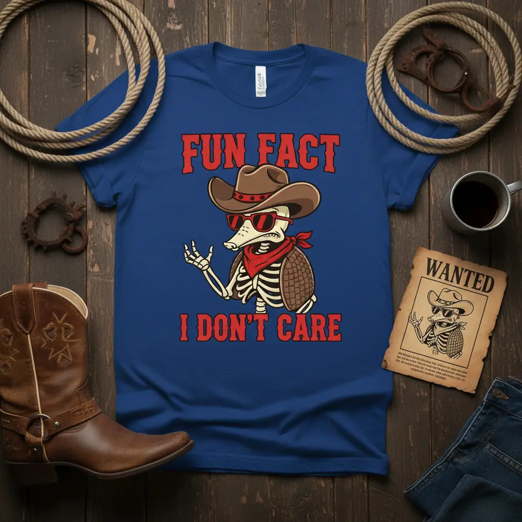 Fun Fact I Don’t Care Cowboy Skeleton T-Shirt Funny Gift