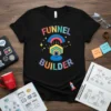 Black t-shirt with colorful "FUNNEL BUILDER" text and geometric funnel graphic, suitable for digital marketers