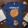 Furbonacci Cat T-Shirt featuring an orange cat curled into a Fibonacci spiral, with text "FURBONACCI CAT" above