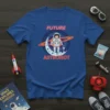 Future Astronot T-Shirt with a child astronaut standing on the moon, surrounded by planets and stars