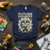 Future Engineer T-Shirt featuring a badger character in a hard hat holding blueprints and a wrench, with gear graphics