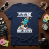 Future Influencer t-shirt with a cartoon rocket blasting off above smiling emoji blocks