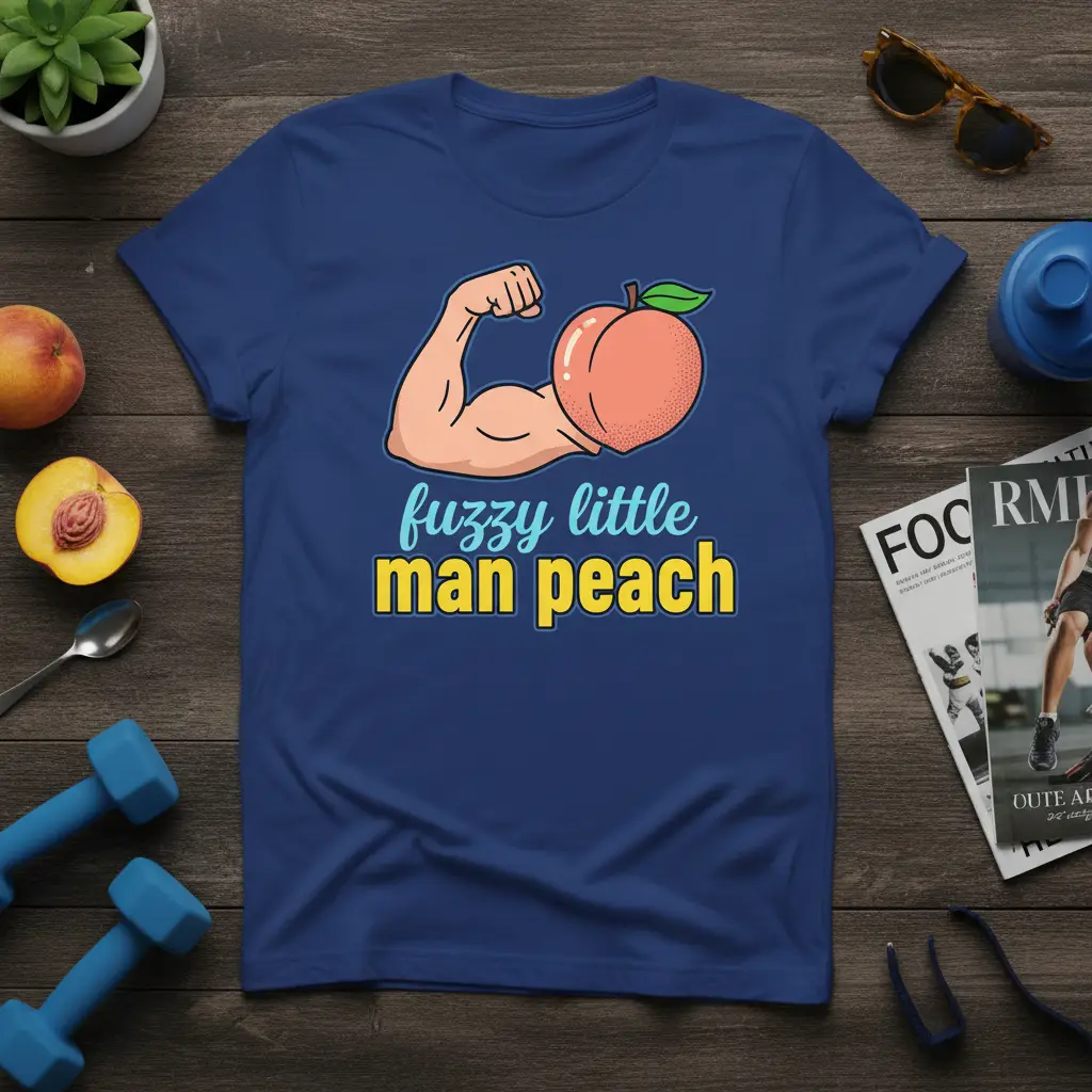 Fuzzy Little Man Peach Funny Fitness Shirt Cool T-Shirt