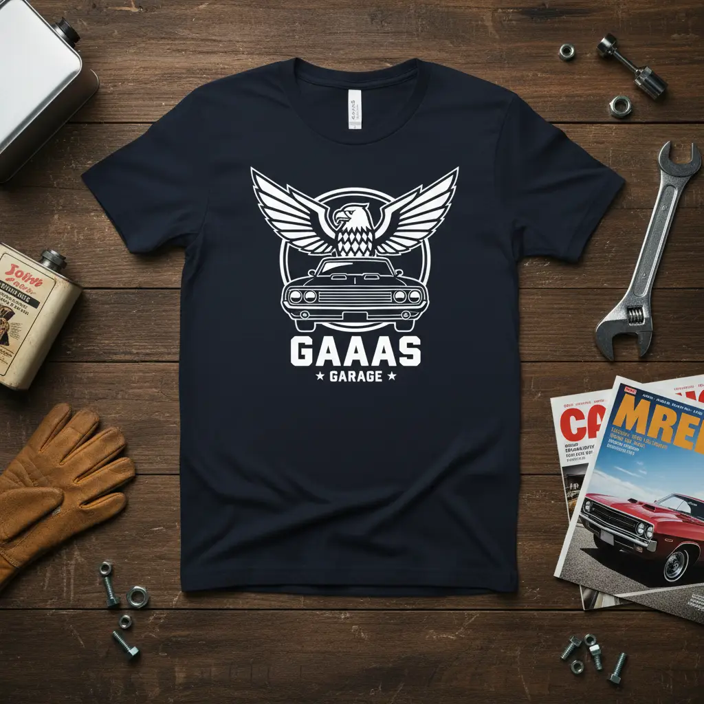 Gaaas Garage Eagle Car T-Shirt Classic Auto Lover Gift