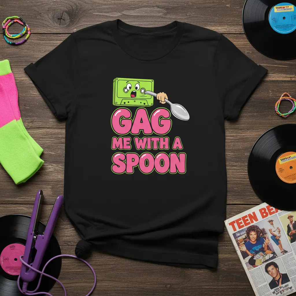 Gag Me With a Spoon T-Shirt 80s Retro Cassette